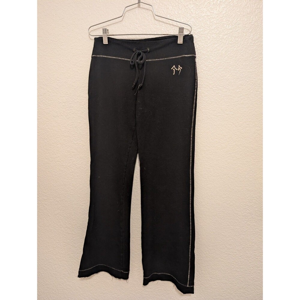 Green Apple Active Womens Black Bamboo Cotton Flare Yoga Pants Size S Drawstring